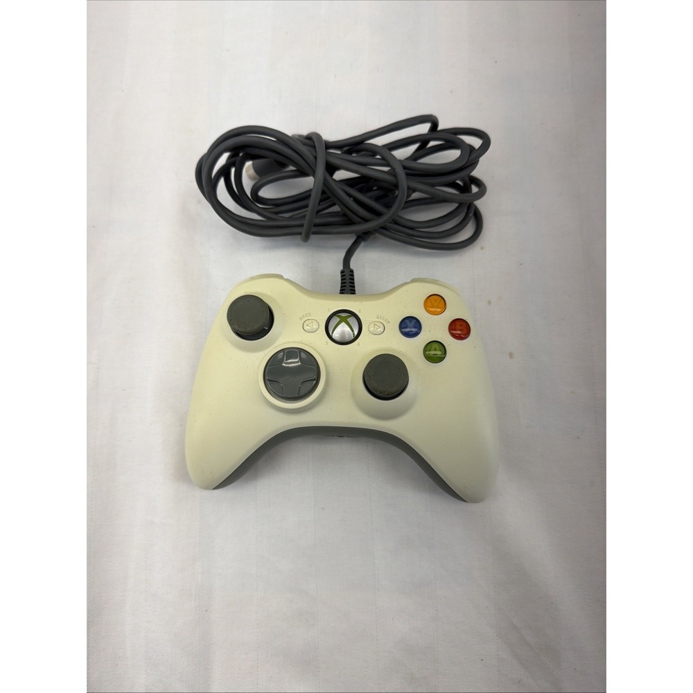 Xbox 360 OEM Official: White Wired Controller.NO Breakaway Cable. Tested
